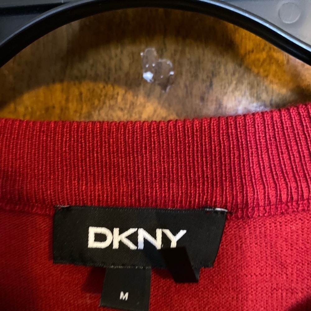 DKNY Vibrant Red Sweater with Sequin Accent - Size M - Picture 10 of 12